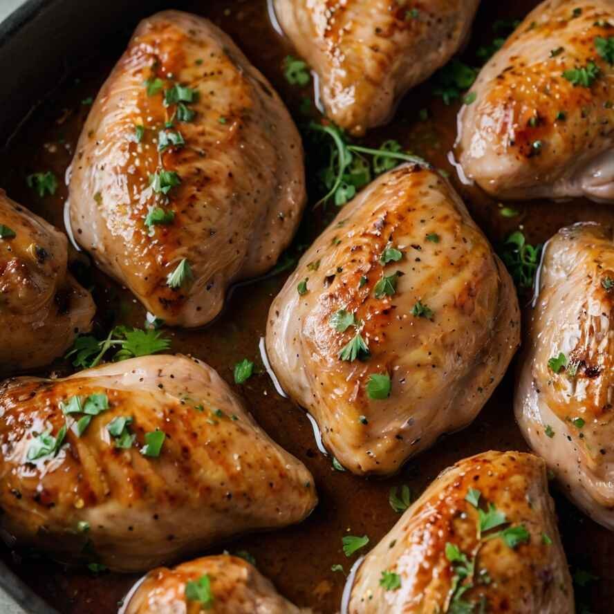 Galena chicken served with roasted vegetables and a drizzle of sauce.