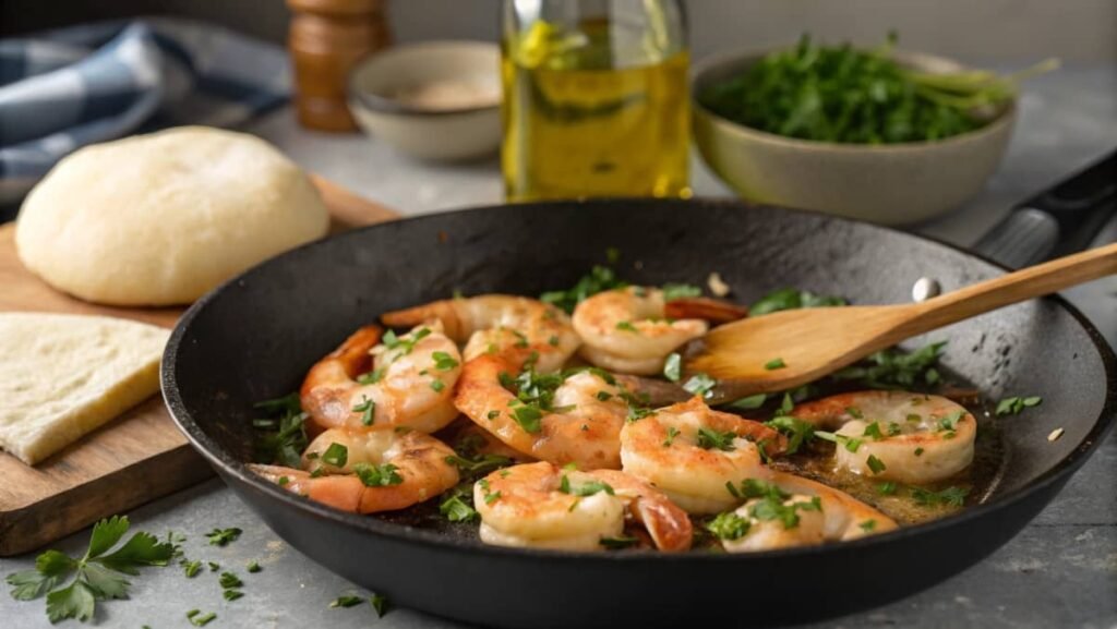 Should You Cook Shrimp Before Adding to Pizza? A Close Up Image Of Cooked Shrimp Being Saut Ed