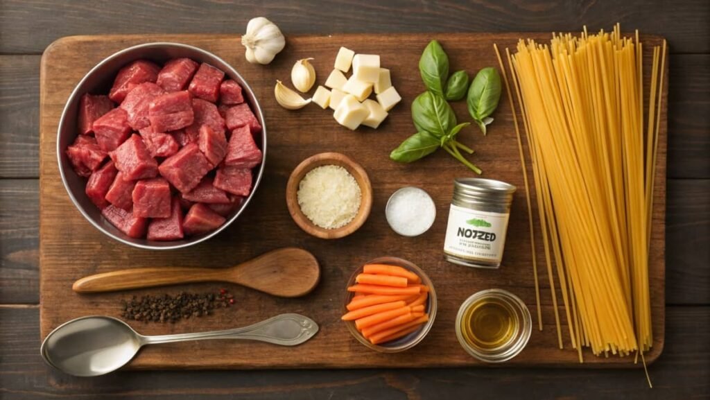 Fresh Ingredients For Slow Cooker Beef Pasta