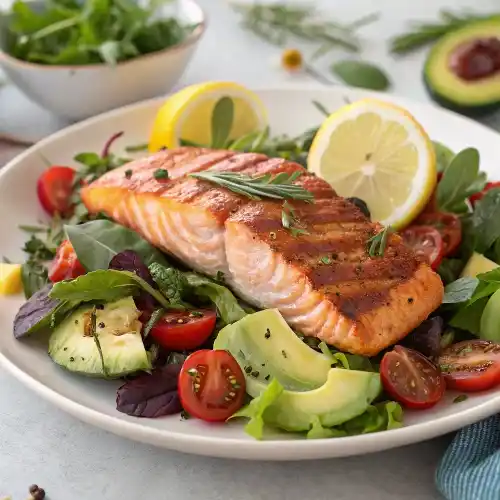 Grilled Salmon Salad With Mixed Greens-Salmon Recipes with a Lot of B12