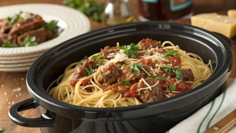 Slow Cooker Beef Pasta Recipe With Angel Hair