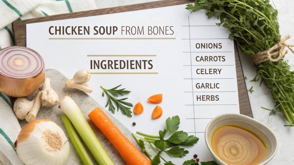 Step By Step Ingridents To Make chicken Soup from Bones