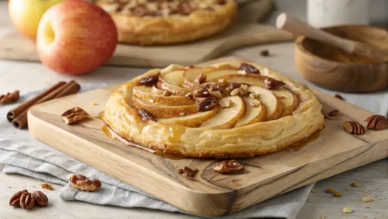 Delicious Homemade Apple And Pecan Danish Pastry Tart