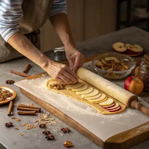 Step By Step Apple And Pecan Danish Tart Preparation