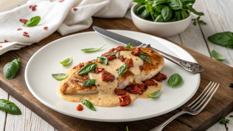 Keto Chicken With Creamy Sauce And Sun Dried Tomatoes