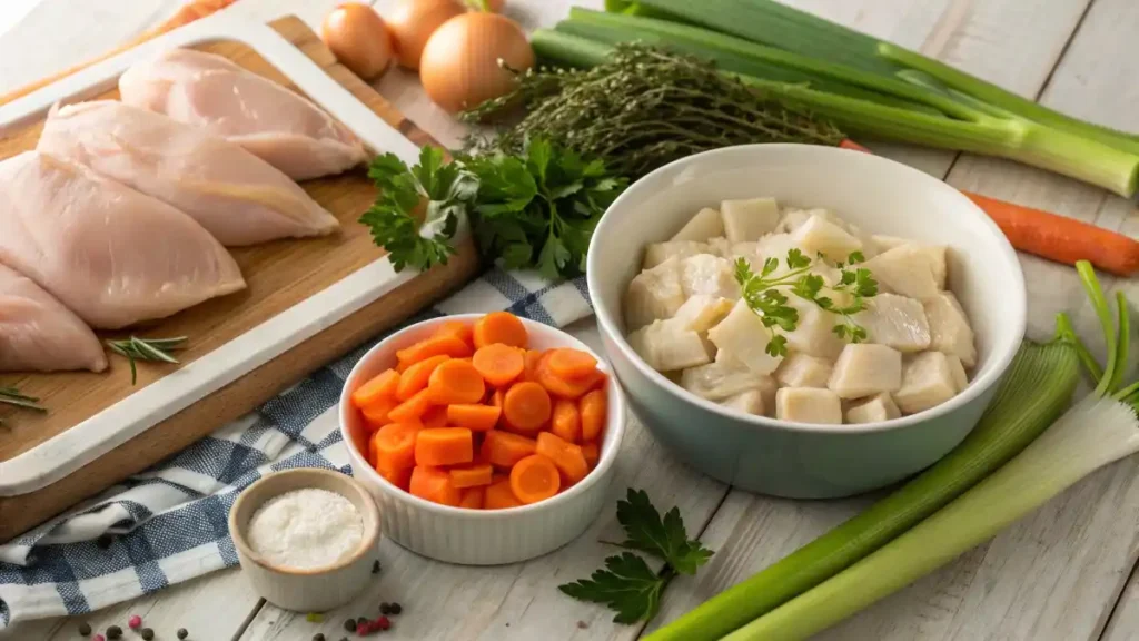 Fresh Ingredients For Chicken And Dumpling Casserole
