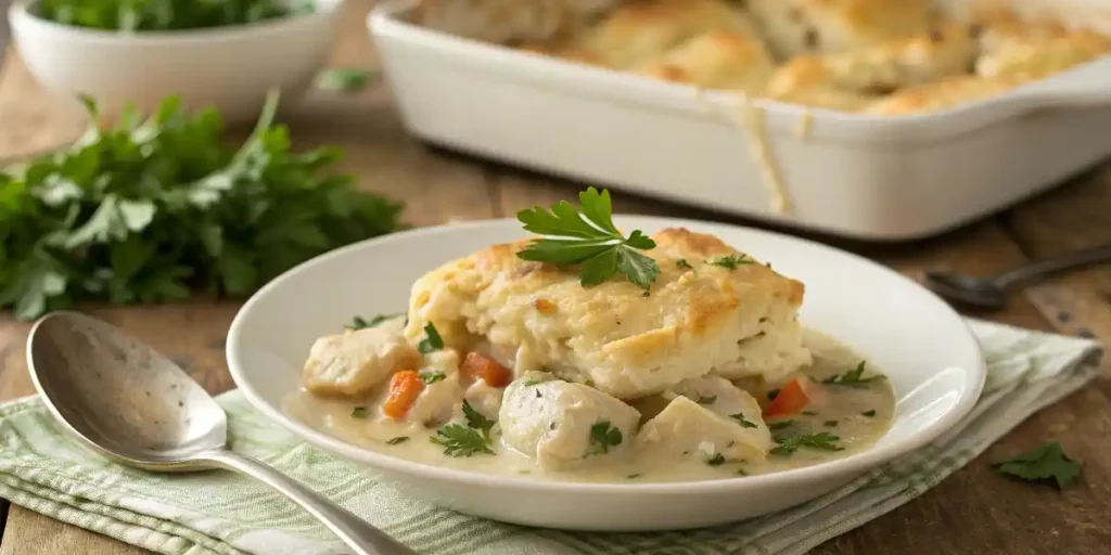 Serving Chicken And Dumpling Casserole