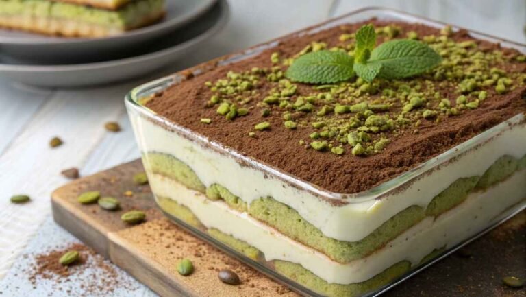 Pistachio Tiramisu With Smooth Creamy Layers Of Pistachio