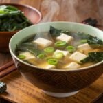 Traditional miso soup in a bowl